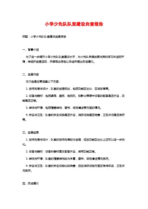 小学少先队队室建设自查报告