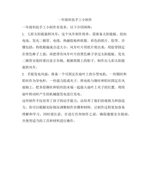 710 一年级科技手工小制作