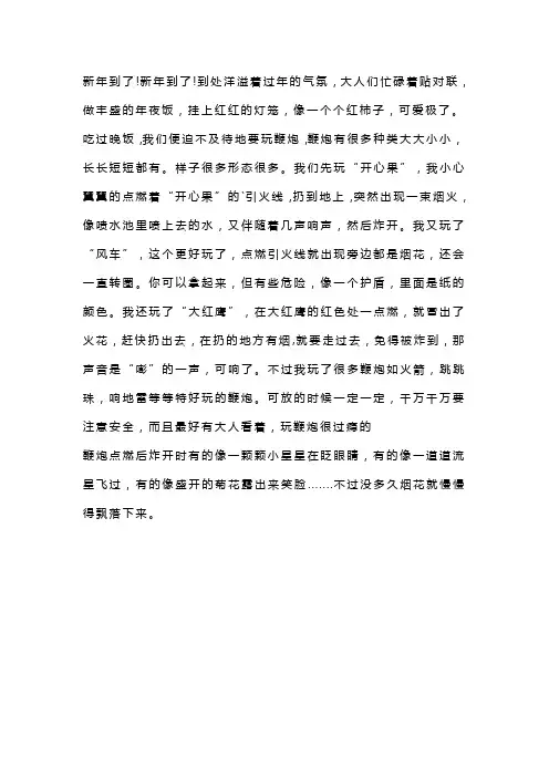六年级放烟花鞭炮的作文