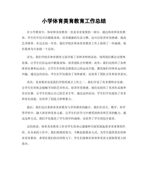 小学体育美育教育工作总结