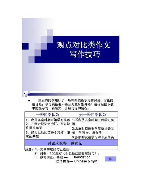 【图文】高考英语观点对比类作文写作技巧[课件]