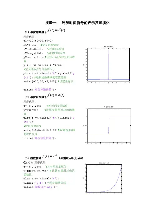 武汉大学信号与系统matlab实验报告剖析