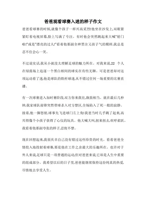 爸爸观看球赛入迷的样子作文