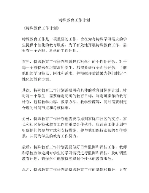 特殊教育工作计划