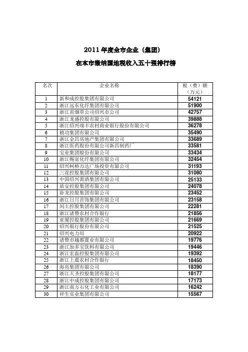 2011年度全市企业集团