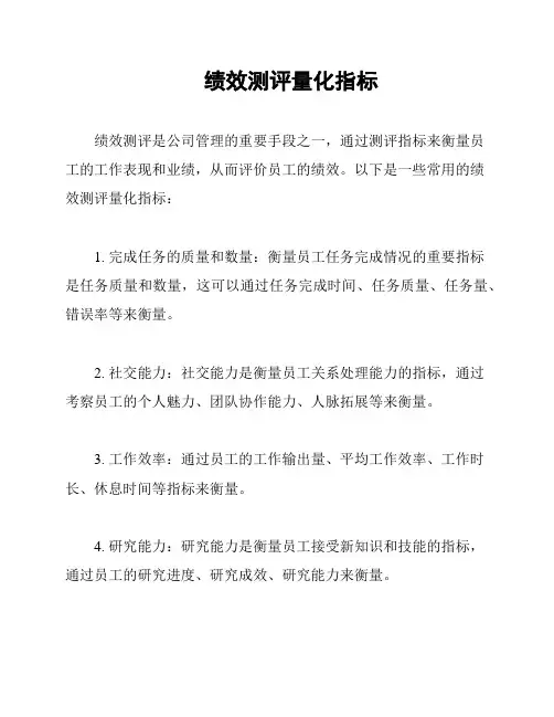 绩效测评量化指标