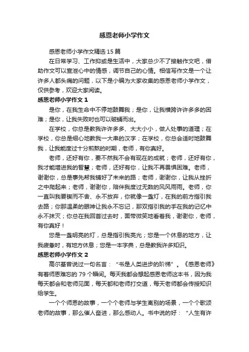 感恩老师小学作文精选15篇