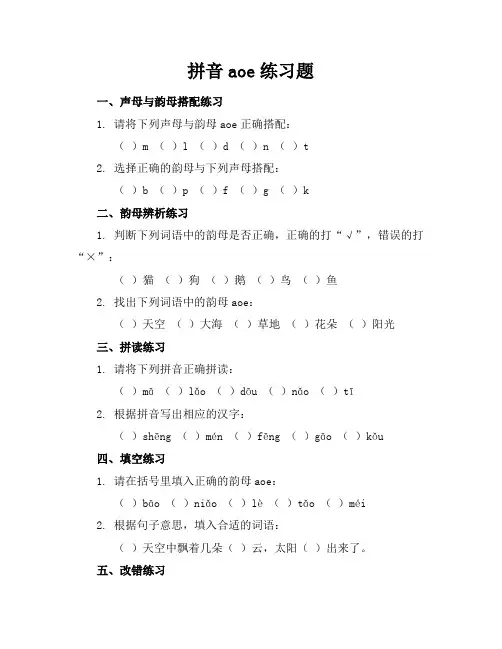 拼音aoe练习题