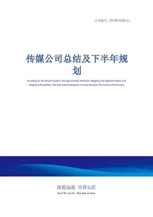 传媒公司总结及下半年规划