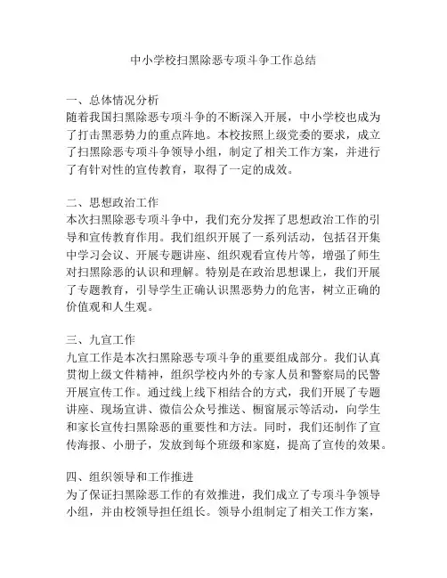 中小学校扫黑除恶专项斗争工作总结