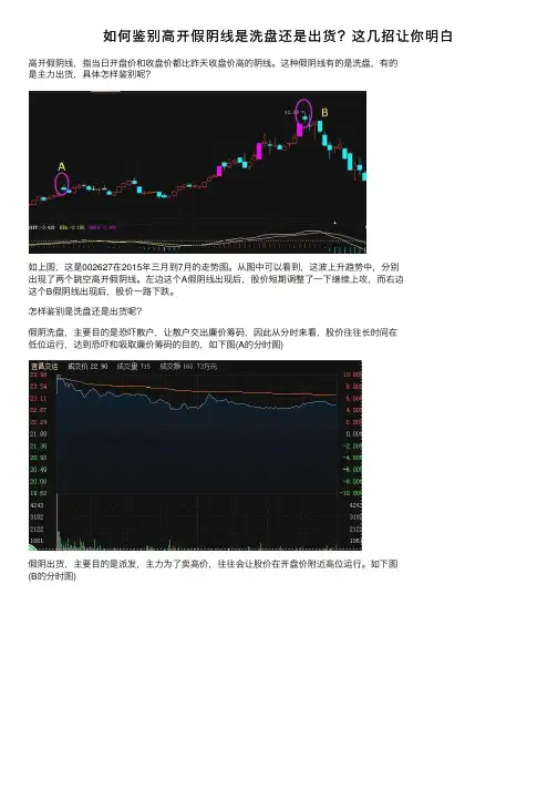 如何鉴别高开假阴线是洗盘还是出货？这几招让你明白