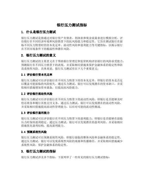 银行压力测试指标