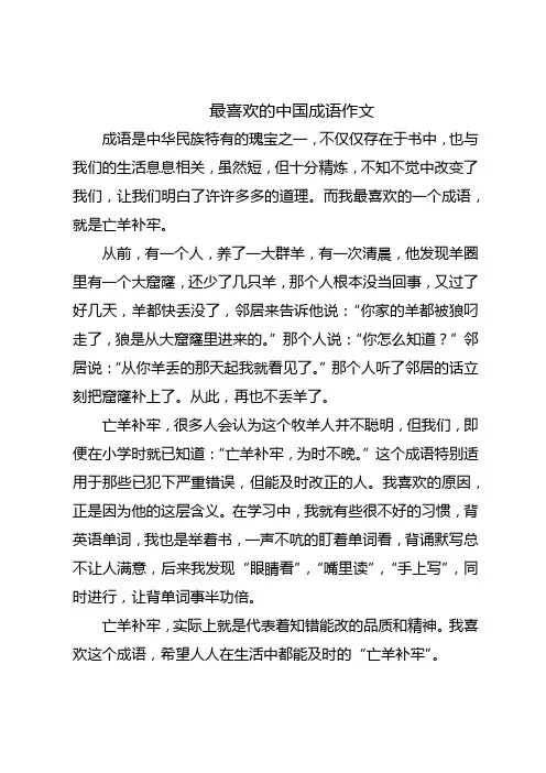 最喜欢的中国成语作文