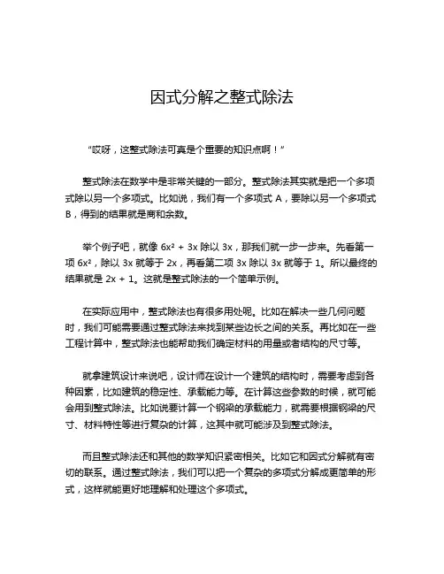 因式分解之整式除法