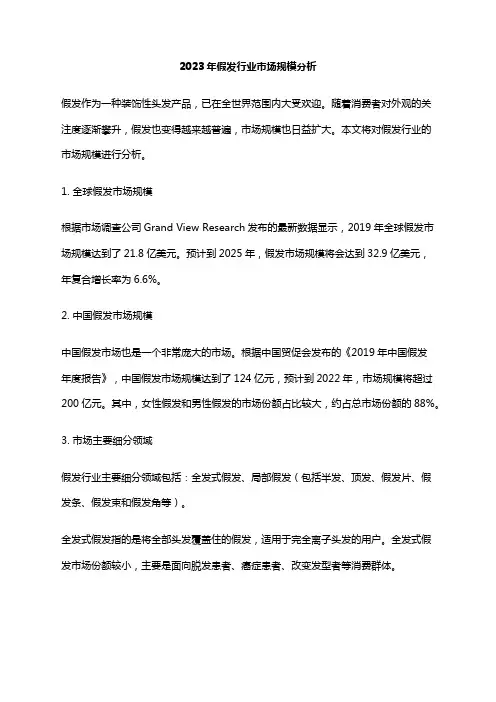 2023年假发行业市场规模分析