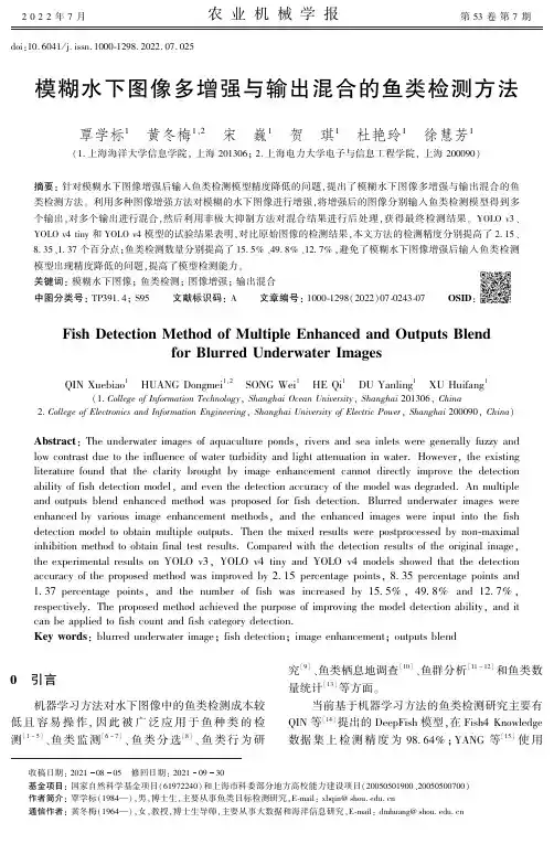 模糊水下图像多增强与输出混合的鱼类检测方法