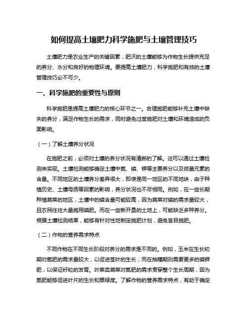 如何提高土壤肥力科学施肥与土壤管理技巧