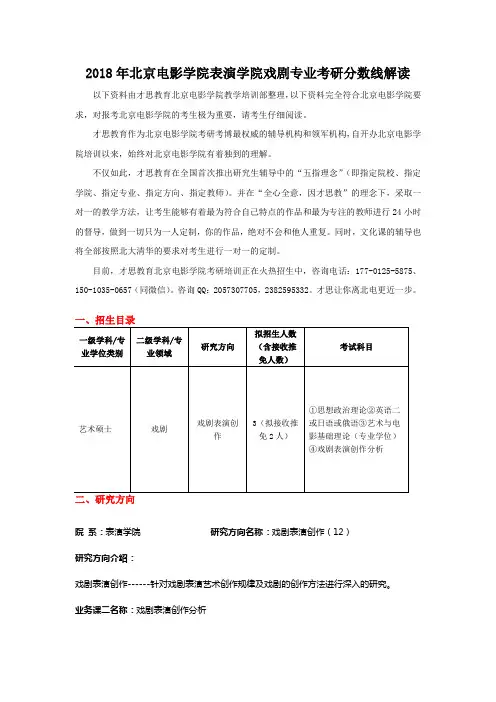 2018年北京电影学院表演学院戏剧专业考研分数线解读