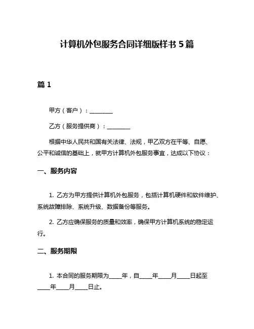 计算机外包服务合同详细版样书5篇