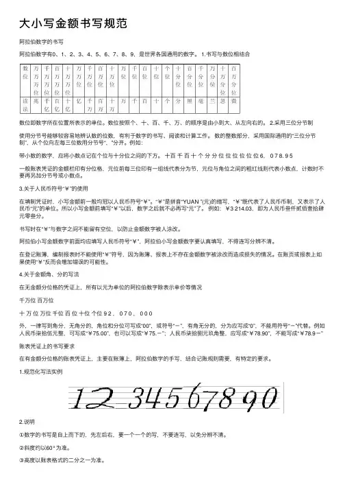 大小写金额书写规范