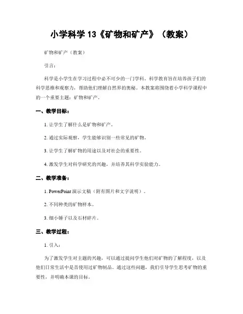 小学科学13《矿物和矿产》(教案)