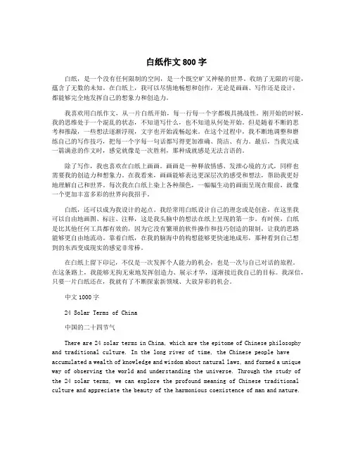 白纸作文800字