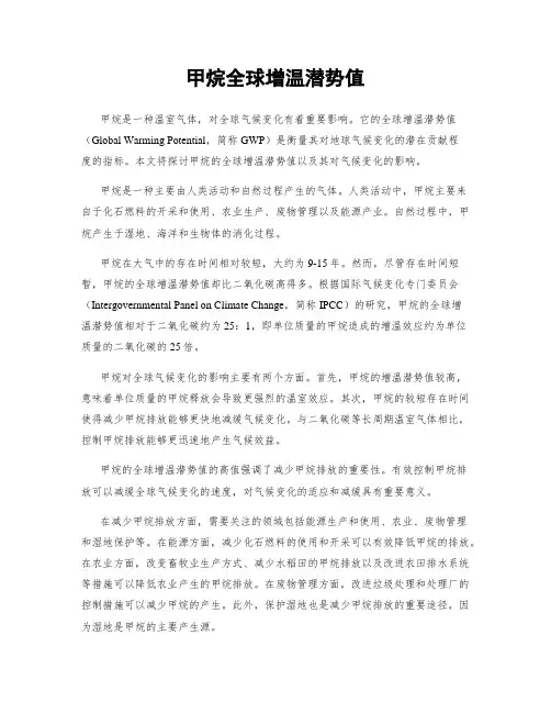 甲烷全球增温潜势值