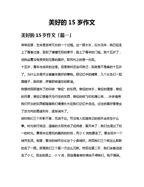 美好的15岁作文