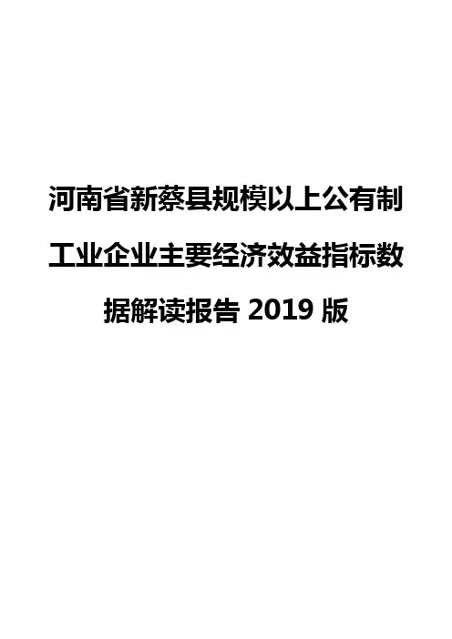 河南省新蔡县规模以上公有制工业企业主要经济效益指标数据解读报告2019版