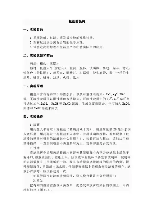 粗盐的提纯(方案)
