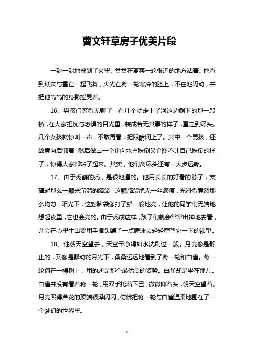 曹文轩草房子优美片段