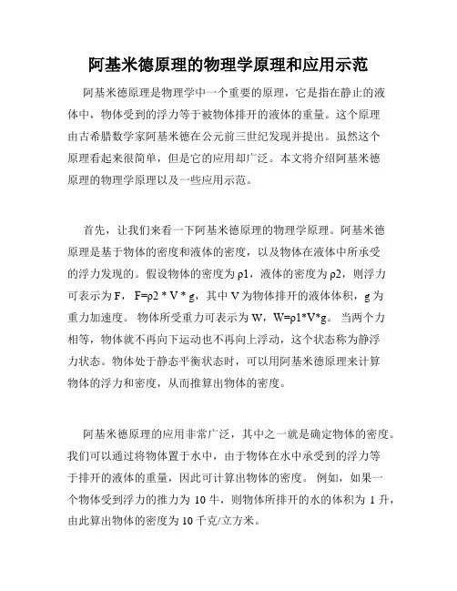 阿基米德原理的物理学原理和应用示范