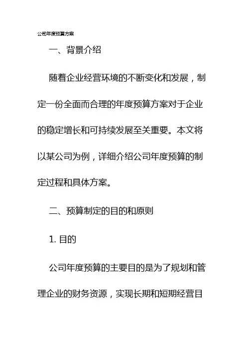 公司年度预算方案
