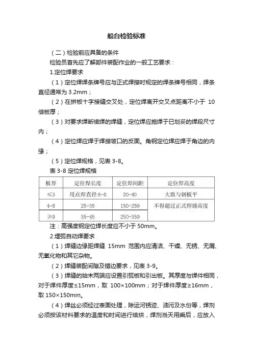 船台检验标准