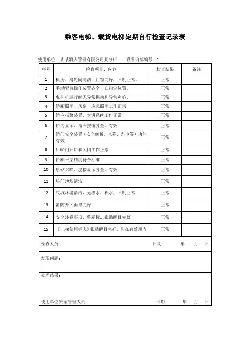 电梯自行检查记录