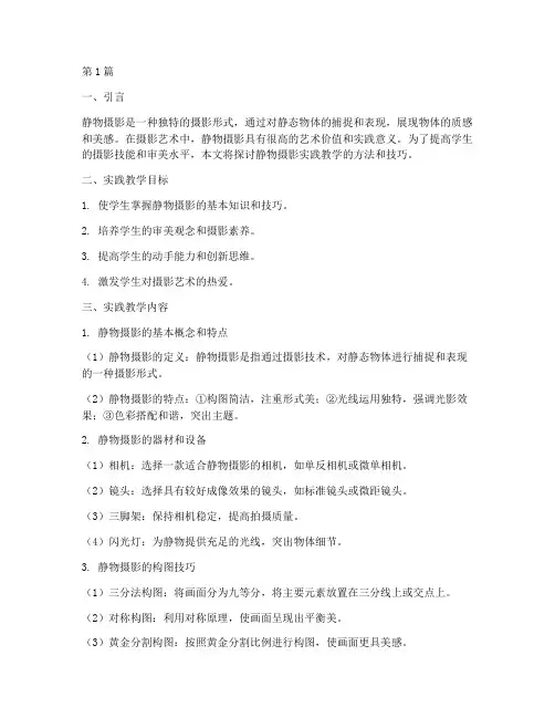 静物摄影实践教学(3篇)