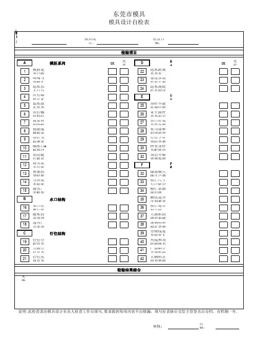 模具设计自检表