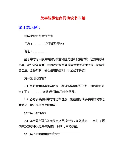 美容院承包合同协议书6篇