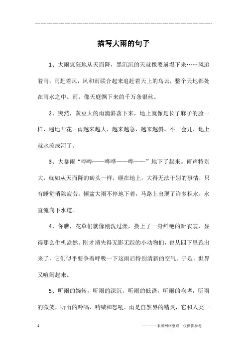 描写大雨的句子