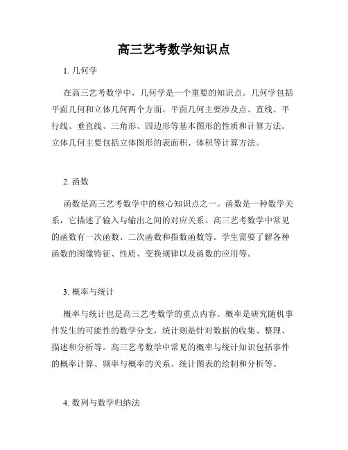 高三艺考数学知识点