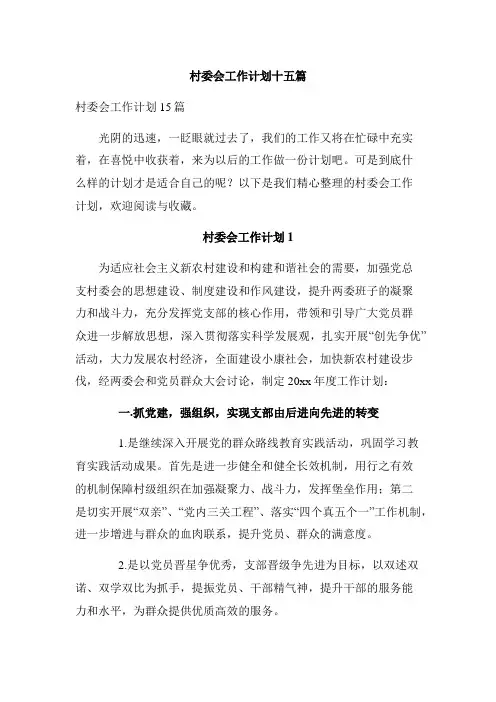 村委会工作计划十五篇