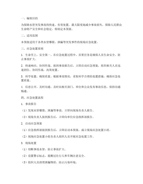 水管现场应急处置预案