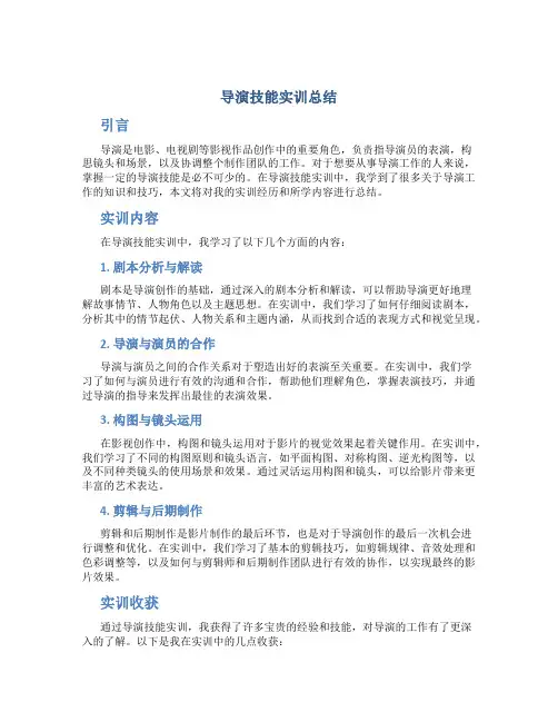 导演技能实训总结