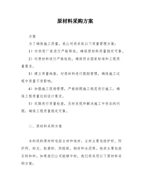 原材料采购方案