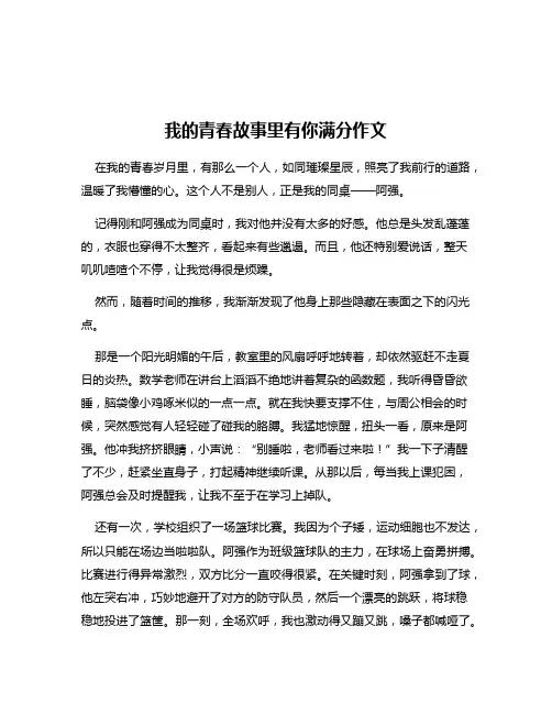 我的青春故事里有你满分作文