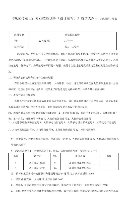 《视觉传达设计专业技能训练》课程教学大纲.docx