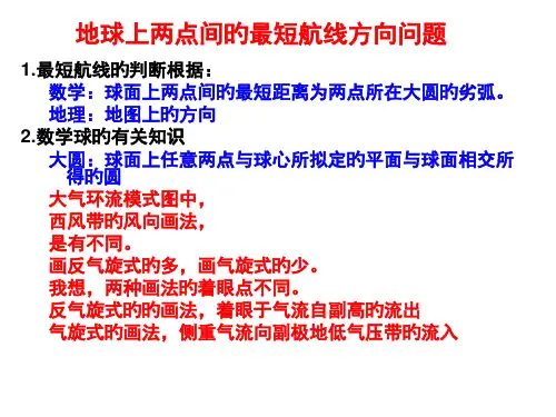 高三地理复习：地球上两点间最短航向图解省名师优质课赛课获奖课件市赛课一等奖课件