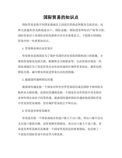 国际贸易的知识点