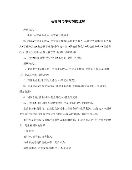 毛利润与净利润的理解