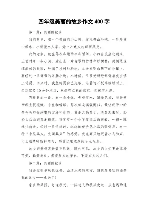 四年级美丽的故乡作文400字_作文